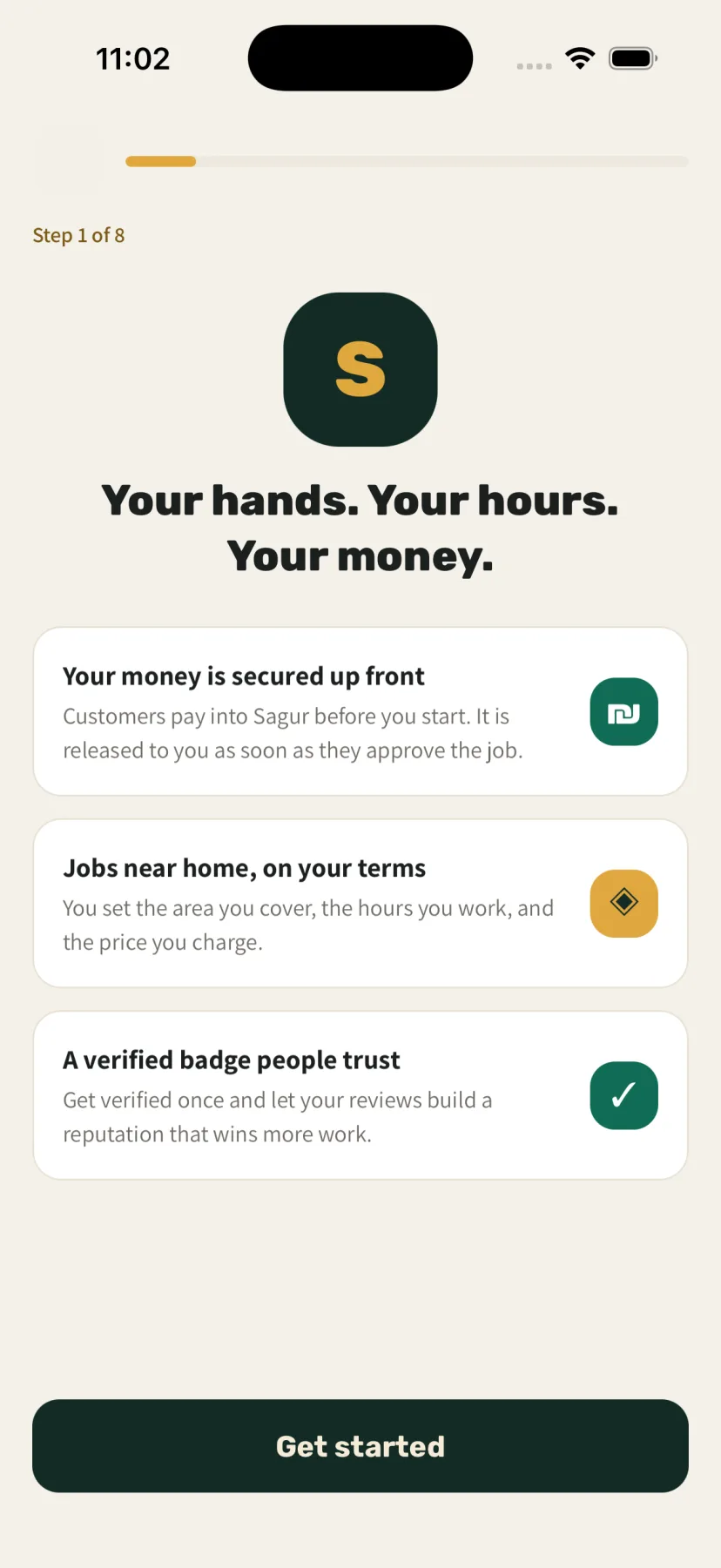Sagur Work Mode intro for providers: your hands, your hours, your money